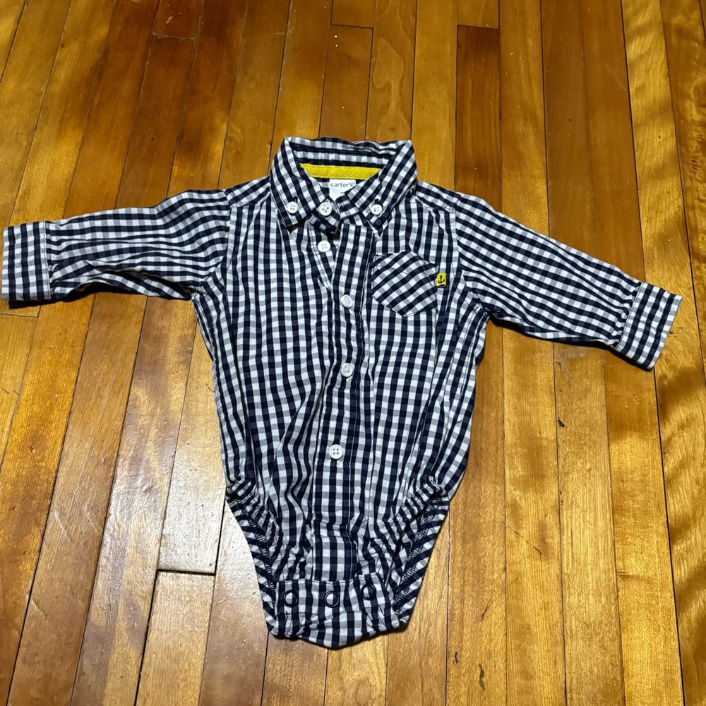 Carter's Blue and White Gingham Button Down Shirt